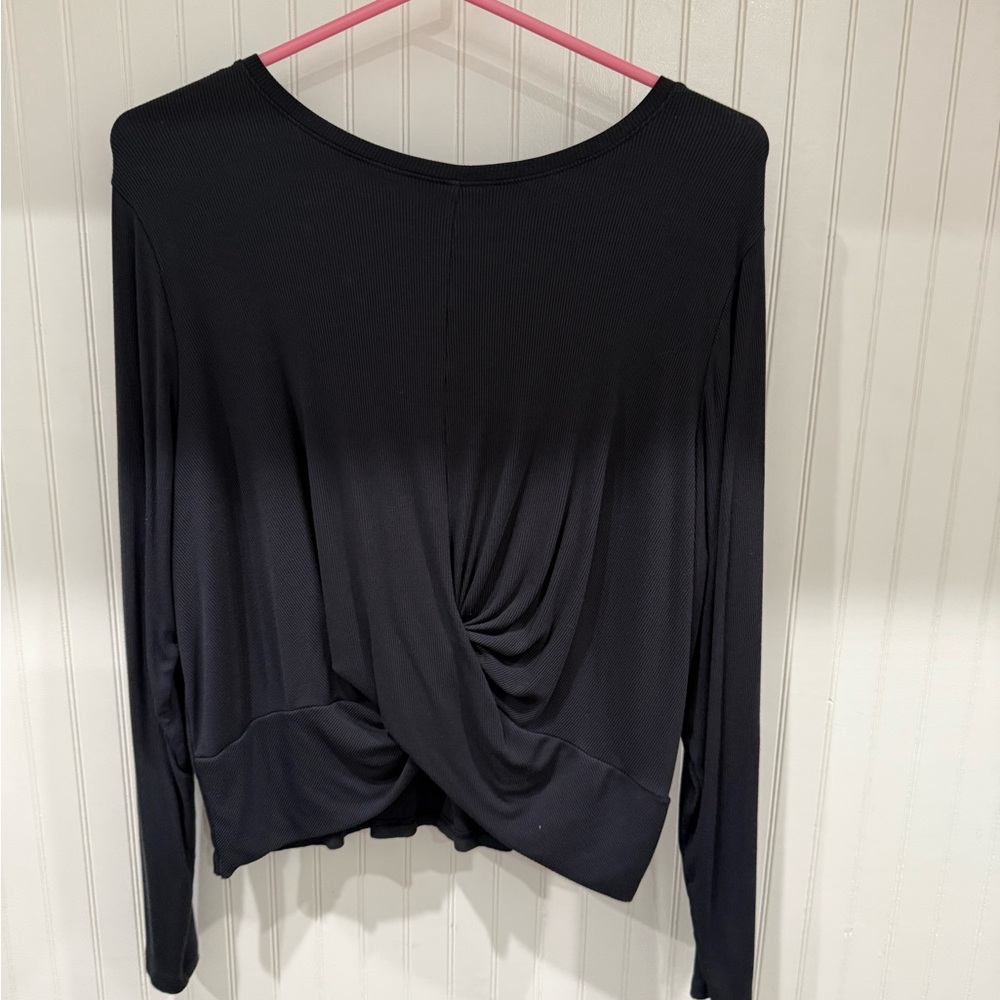 All in Motion Black Long Sleeve Twist Top